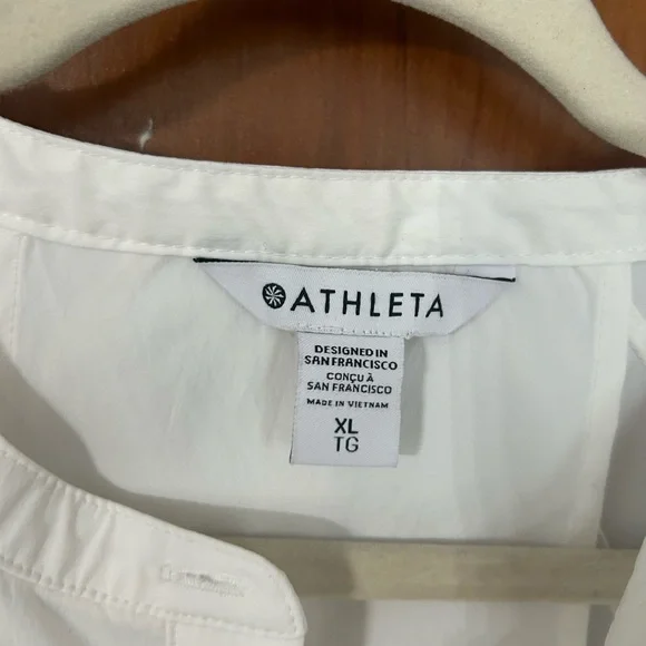 Athleta Cream Button-Down Cap Sleeve Shirt - Picture 7 of 7